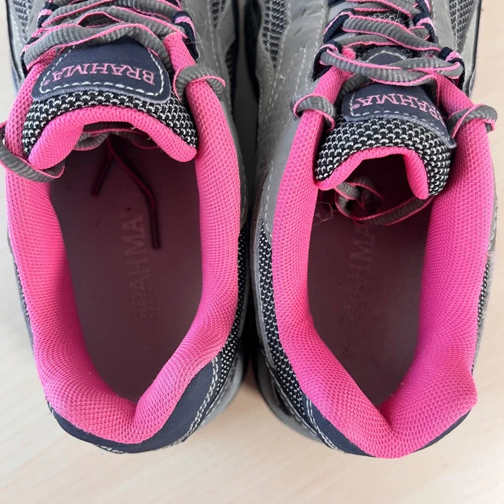 Brahma Steel Toe Work Shoes Women 7 Gray Pink Leather Industrial ASTM F2413-11 - Picture 4 of 9